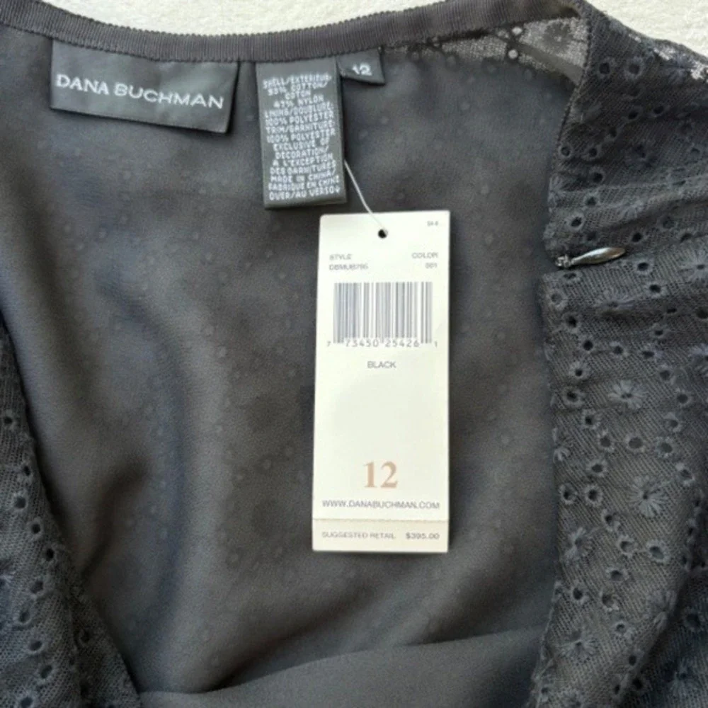 VTG 90s Dana Buchman Full Cut-Away Eyelelet Mini Skirts Size 12 Black - Picture 3 of 12